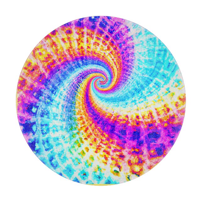 Whirling Rainbow Spiral Pattern Cutting Board (Front)