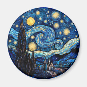 Whirling Starry Night-Inspired Art Print Magnet