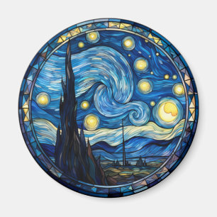 Whirling Starry Night-Inspired Art Print Magnet