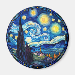 Whirling Starry Night-Inspired Art Print Magnet