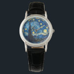 Whirling Starry Night-Inspired Art Print Watch<br><div class="desc">This stunning artwork captures the dynamic, swirling energy of a starry night, with bold brushstrokes in vibrant blues, yellows, and contrasting dark hues. The design is reminiscent of Vincent van Gogh’s iconic style, evoking both movement and calm through its captivating spirals and celestial motifs. Perfect for adding a touch of...</div>