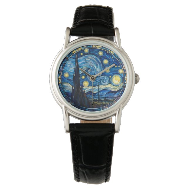 Whirling Starry Night-Inspired Art Print Watch (Front)
