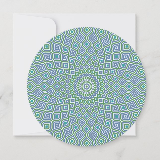 Whirlpool Mosaic Round Note Card in Turquoise (Front)