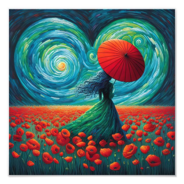 Whirlwind Elegance in a Poppy Field Photo Print (Front)