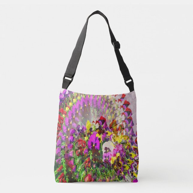 Whirlwind of Pansies..... Crossbody Bag (Front)