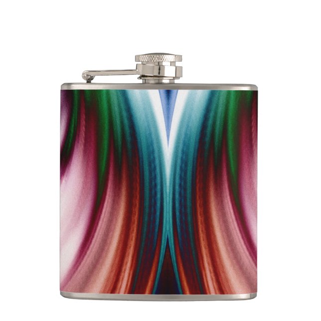 Whirlwind Rainbow Golden Snow Mirror Hip Flask (Front)