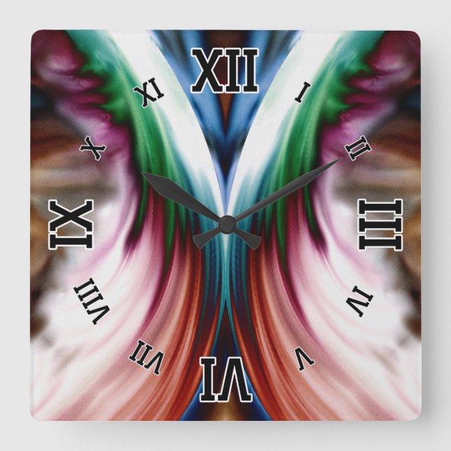 Whirlwind Rainbow Golden Snow Mirror Square Wall Clock (Front)