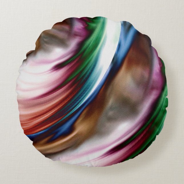 Whirlwind Rainbow Golden Snow Round Cushion (Front)