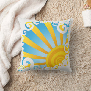 Whirly Clouds Over Sun Burst Cushion