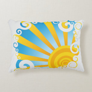 Whirly Clouds Over Sun Burst Decorative Cushion