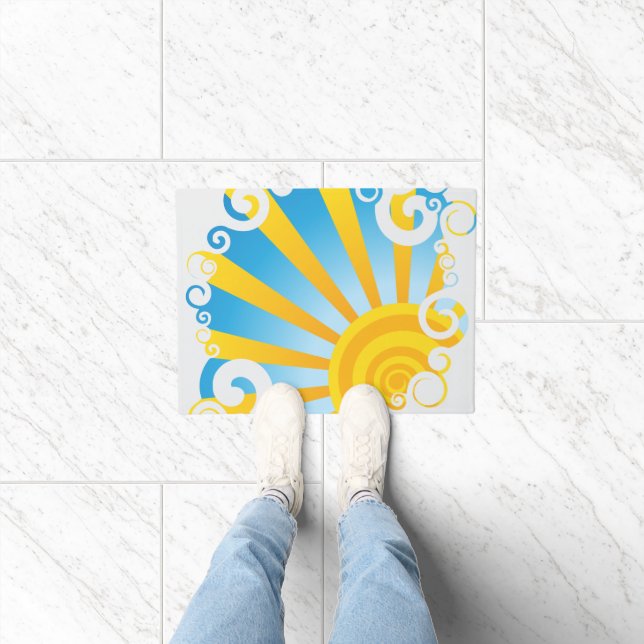 Whirly Clouds Over Sun Burst Doormat (Indoor)