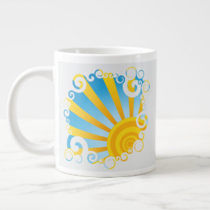 Whirly Clouds Over Sun Burst Large Coffee Mug