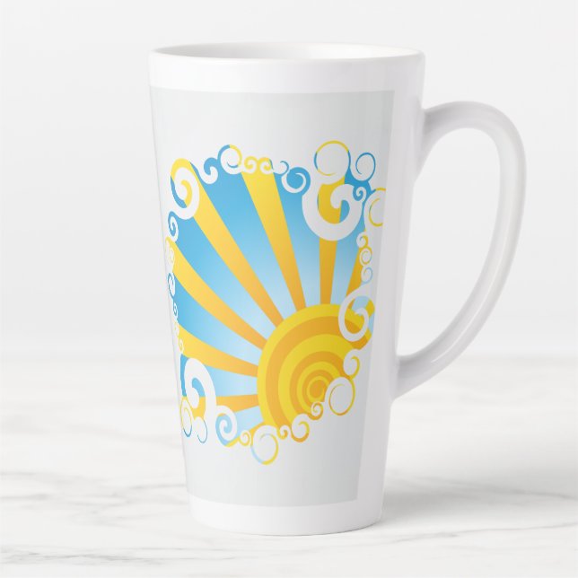 Whirly Clouds Over Sun Burst Latte Mug (Right)