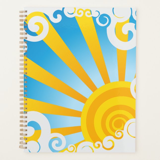 Whirly Clouds Over Sun Burst Planner (Front)