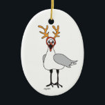 Whisical Holiday Seagull Ornament<br><div class="desc">A feisty old seagull with his holiday head wear.</div>