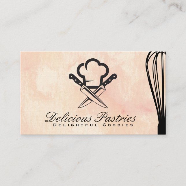 Whisk and Chef Hat Knives Business Card (Front)