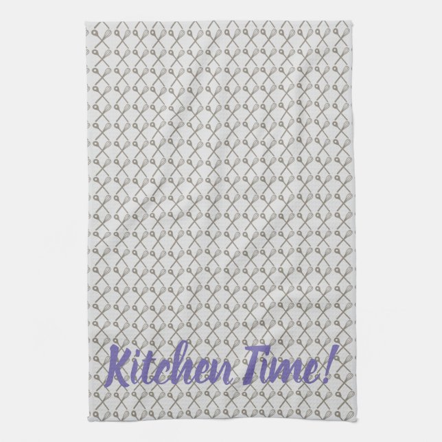 Whisk and Cooking Spoon Pattern for Kitchen Chefs Tea Towel (Vertical)