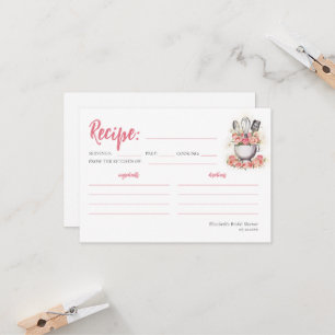 Whisk Away Baking Bowl Roses Bridal Recipe Card 