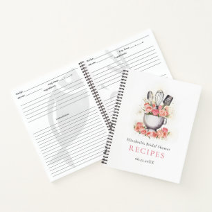 Whisk Away Baking Bowl Roses Bridal Recipe Notebook