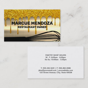 Whisk Gold Drips Gold Metallic Business Card