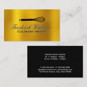 Whisk Logo   Gold Metal Background Business Card