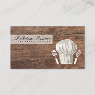 Whisk Pastry Chef Wood Baker Business Card