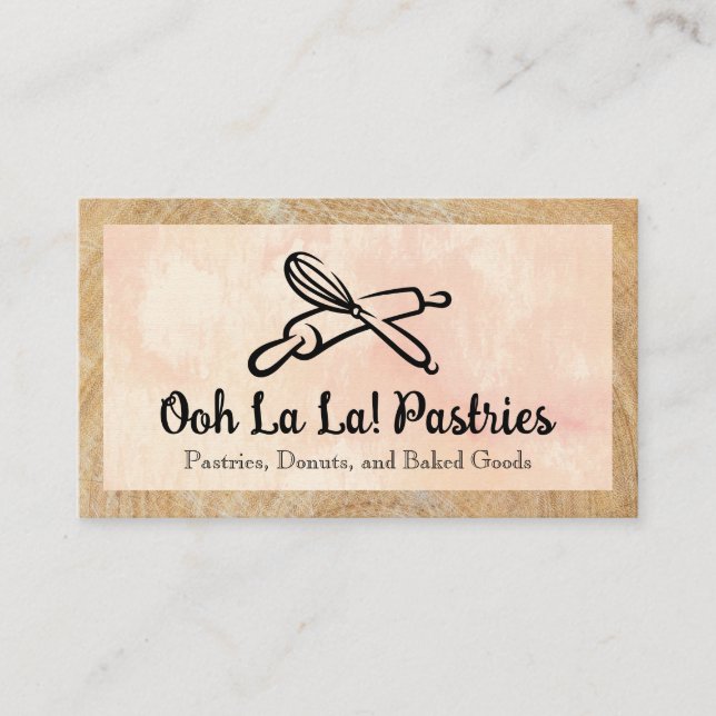 Whisk Rolling Pin Logo | Bakery Business Card (Front)