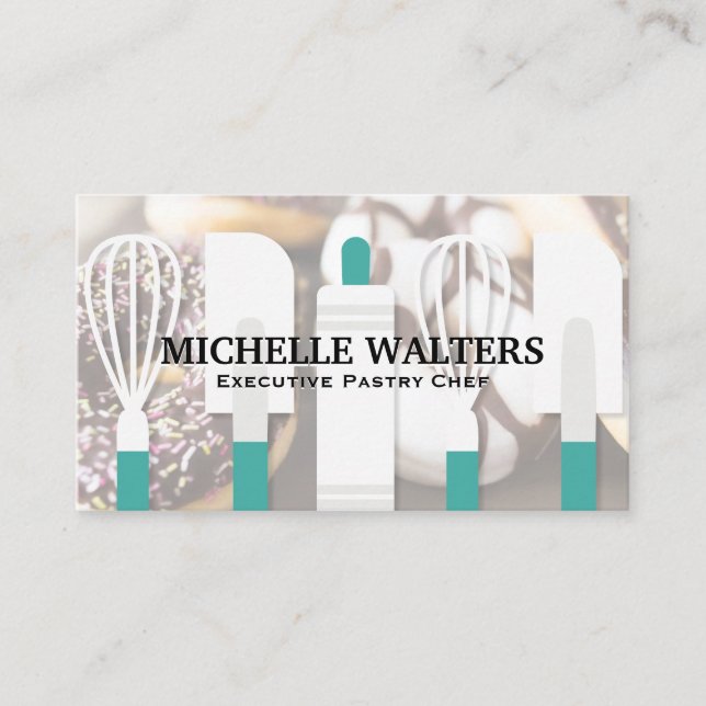 Whisk Spatula Rolling Pin | Doughnuts Business Card (Front)