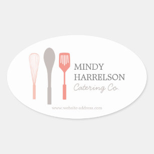 WHISK SPOON SPATULA LOGO II for Bakery, Catering Oval Sticker