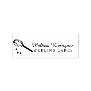 Whisk Sprinkles Falling Cake Baker Script Logo Rubber Stamp
