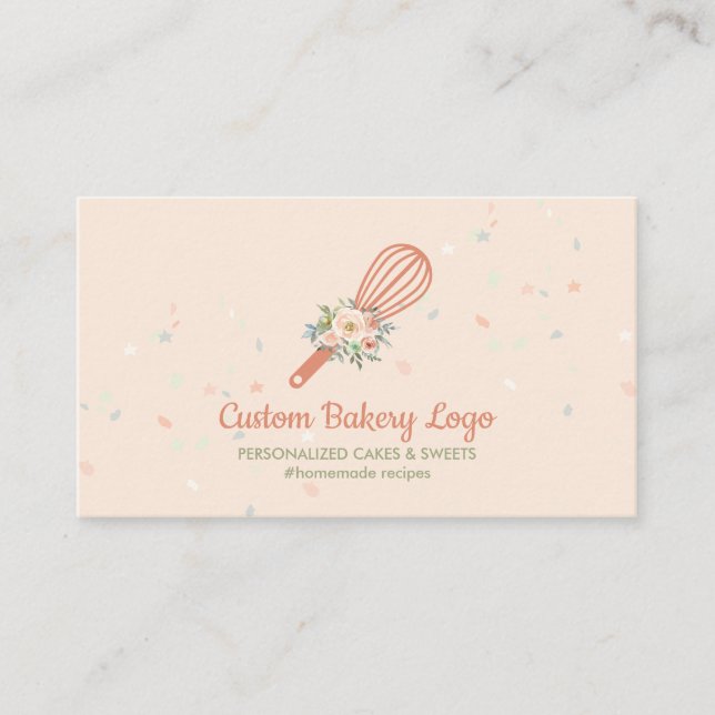 Whisk Stars Elegant Bakery Chef Business Card (Front)