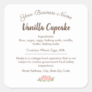 Whisk & Warmth Vanilla Cupcake Ingredients Label