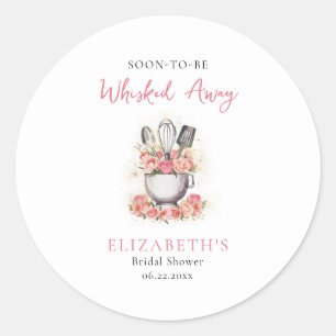 Whisked Away Baking Mixer Bowl Roses Bridal Shower Classic Round Sticker
