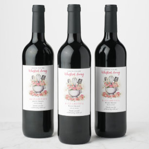 Whisked Away Baking Mixer Bowl Roses Bridal Shower Wine Label