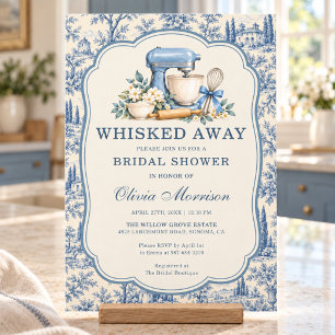 Whisked Away Blue Toile Bridal Shower Invitation
