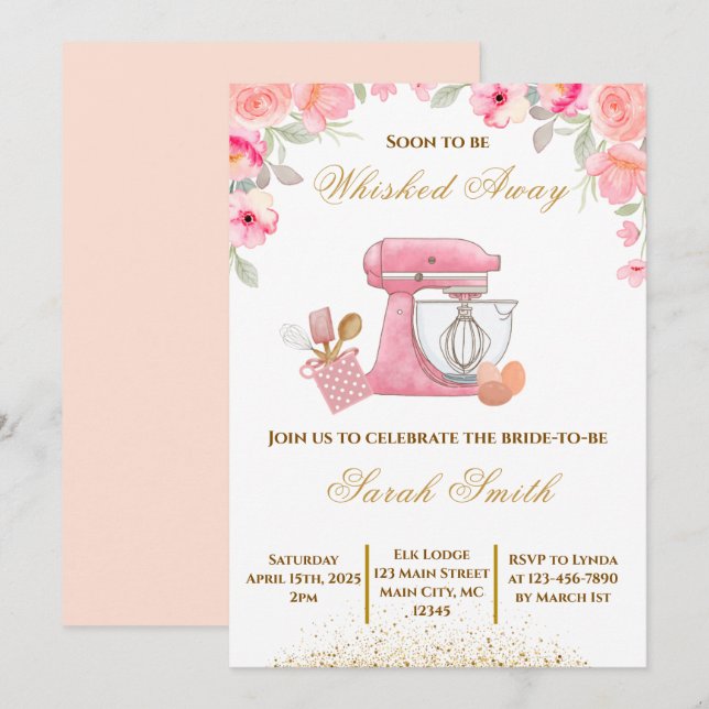 Whisked Away Bridal Shower Invitation (Front/Back)