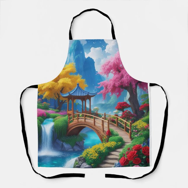 “Whisked Away – Fantasy Turquoise River ” Apron (Front)