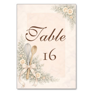 Whisked Away Rustic Baking Bridal Shower Table Number
