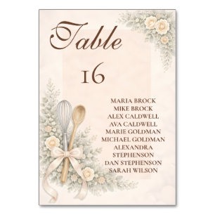 Whisked Away Rustic Baking Bridal Shower Table Number