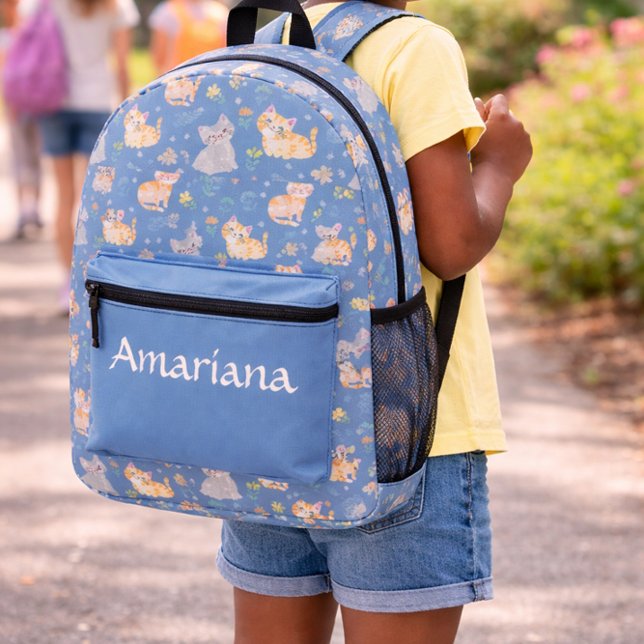 Whisker Blooms & Daydreams Printed Backpack (Creator Uploaded)