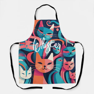 "Whisker Cats" Abstract Vector Print Apron