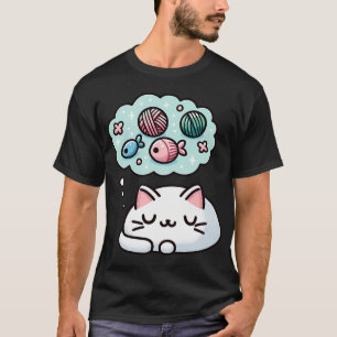 Whisker Dreams: Kawaii Catâ€™s Slumber into Yarn a T-Shirt