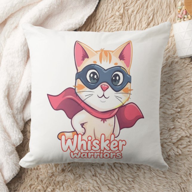 Whisker Warriors – Pastel Hero Cat Cushion (Blanket)