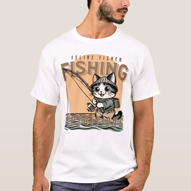 Whisker Waters - Cat Fishing Fun T-Shirt (Front)
