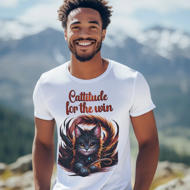 Whisker Whimsy:  Cattitude For The Win T-Shirt (Creator Uploaded)