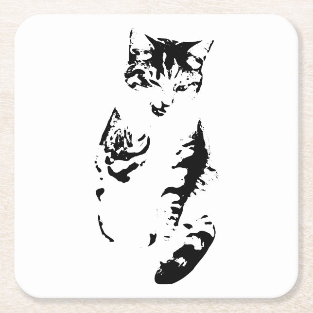 Whisker Winks Square Paper Coaster (Front)