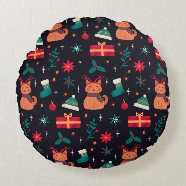 Whisker Wonderland Round Cushion (Front)