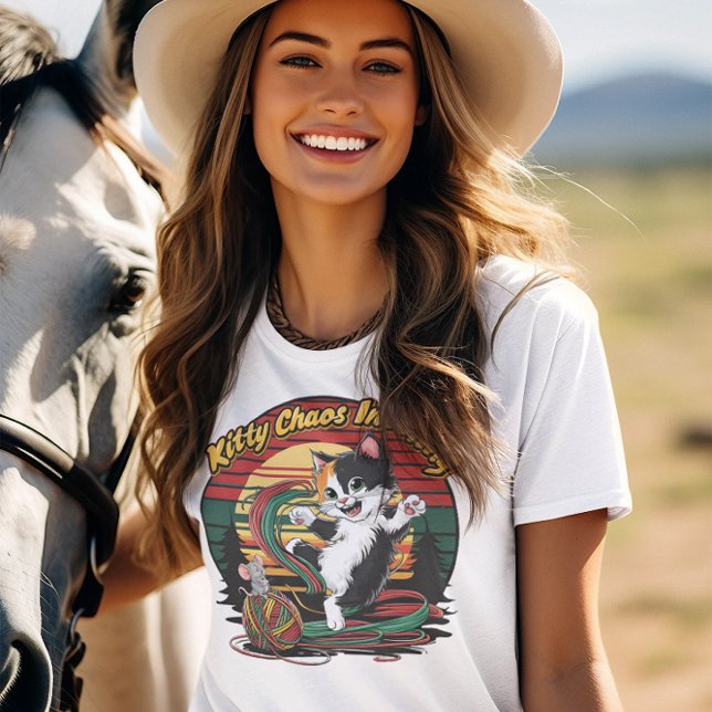 Whiskered Felines Yarn Dance Kitty Chaos Incoming! T-Shirt (Creator Uploaded)