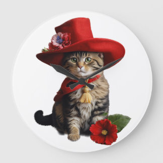 "Whiskered Watcher: Cat Wall Clock" Large Clock