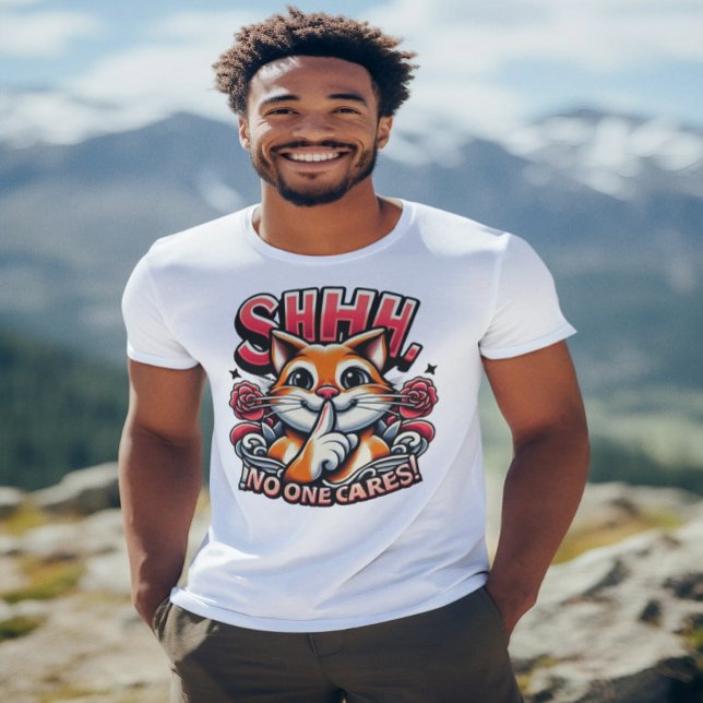 Whiskered Whispers An Artistic  Shhh No One Cares T-Shirt (Creator Uploaded)